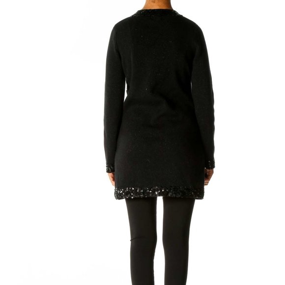 Women's Medium Black Sequined Cardigan Sweater Plus New Sequined Purse - Picture 8 of 13